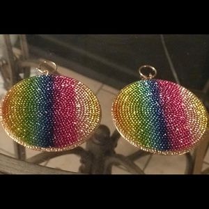 Bling Hippie Chic Rhinestone Earrings! Sparkly!